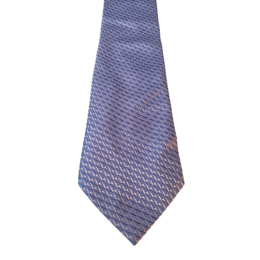 Geoffrey Beene Mens Tie Necktie Designer Purple Blue‎ White Stain Resistant Silk